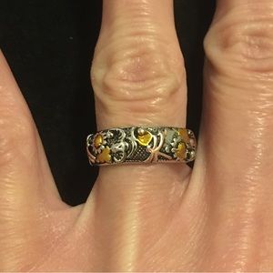 Boho Dragonfly and Flowers Fashion Ring Band